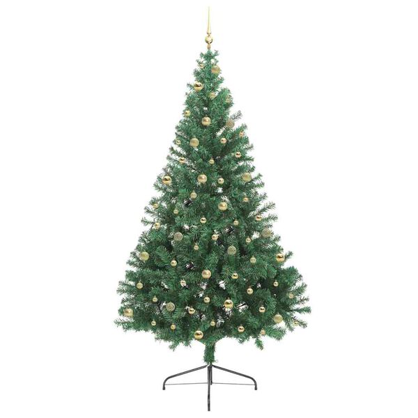 vidaXL K&uuml;nstlicher vorbeleuchteter Weihnachtsbaum Gr&uuml;n 240 cm PVC