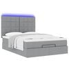 vidaXL Ottoman-Bett mit Matratze & LEDs Hellgrau 140x200 cm Stoff