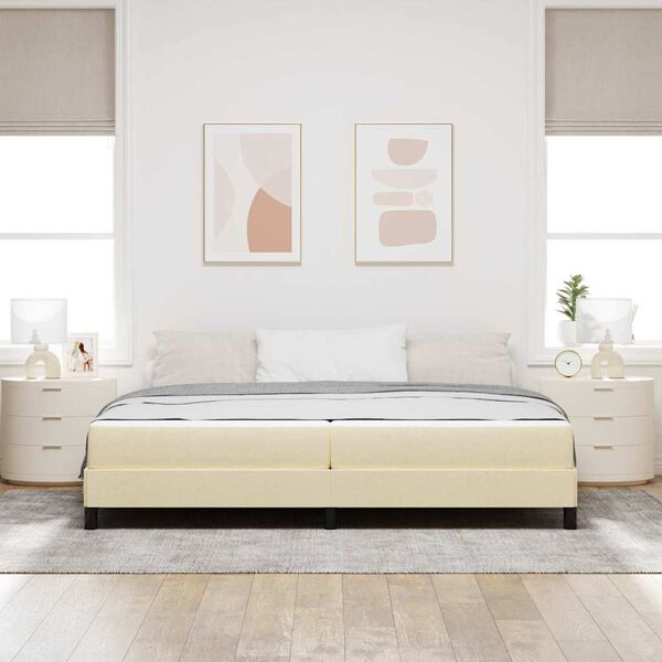 vidaXL Boxspringbett mit Matratze Creme 200 x 200 cm Stoff