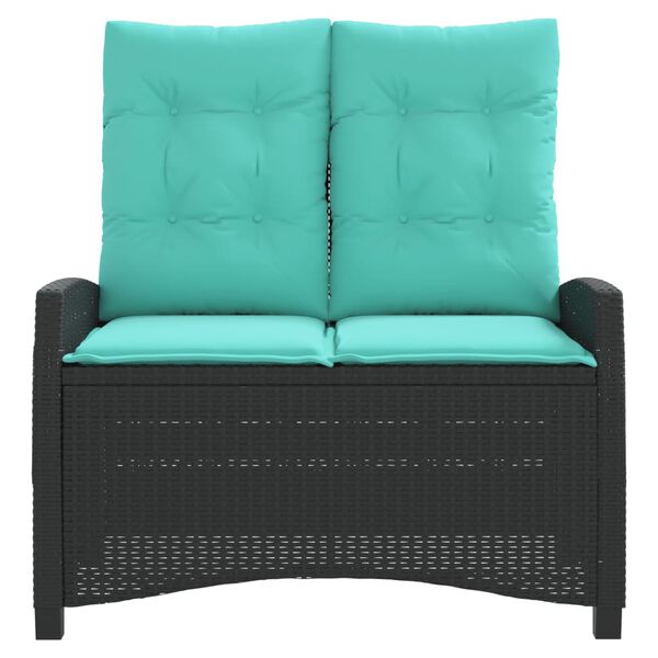 vidaXL Gartenbank Verstellbar mit Kissen Schwarz Poly Rattan