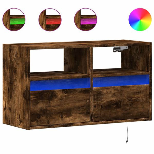 vidaXL TV-Wandschrank mit LED-Beleuchtung R&auml;uchereiche 80x31x45 cm