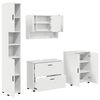 vidaXL Badezimmerm&ouml;bel-Set mit Regal 4 pcs Wei&szlig; Sperrholz und Metall