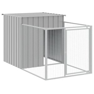vidaXL Hundeh&uuml;tte mit Auslauf Hellgrau 110 x 201 x 110 cm Verzinkter Stahl