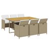 vidaXL 7-tlg. Garten-Essgruppe mit Kissen Poly Rattan Beige