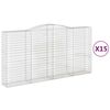 vidaXL Gabionen mit Hochbogen 15Stk. 400x50x200/220cm Verzinktes Eisen