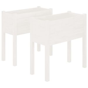vidaXL Pflanzk&uuml;bel 2 Stk. Wei&szlig; 70x31x70 cm Massivholz Kiefer
