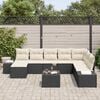 vidaXL Garten-Sofa-Set mit Kissen 8 pcs Schwarz und Creme Poly-Rattan