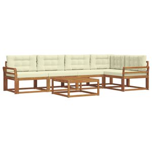 vidaXL Outdoor-Sofagarnitur mit Kissen 6 pcs Natur und Creme