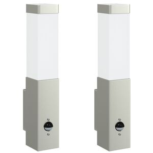 vidaXL Außenwandlampen 2 pcs Silber 10.5 x 6 x 35 cm Edelstahl