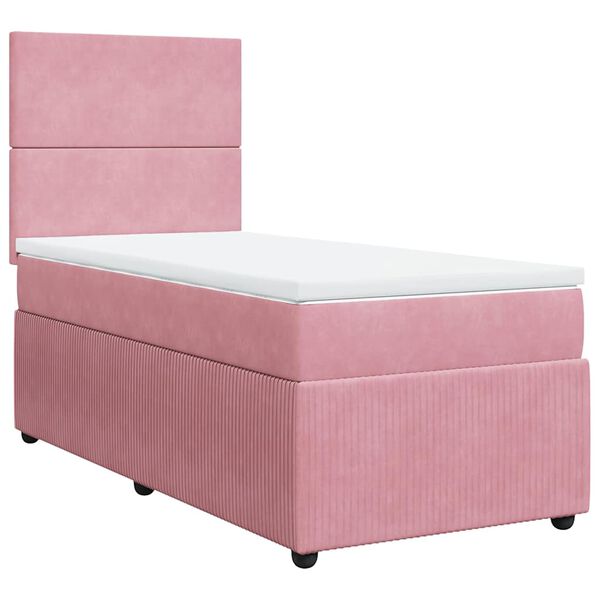 vidaXL Boxspringbett mit Matratze Rosa 90x190 cm Samt