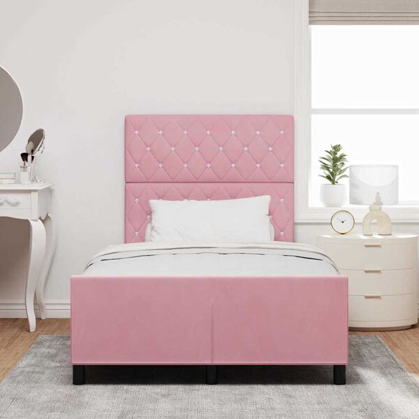 vidaXL Boxspringbett mit Kopfteil Rosa 120 x 200 cm Samt