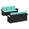 vidaXL Gartensofa-set 7 pcs Schwarz und T&uuml;rkis Poly-Rattan