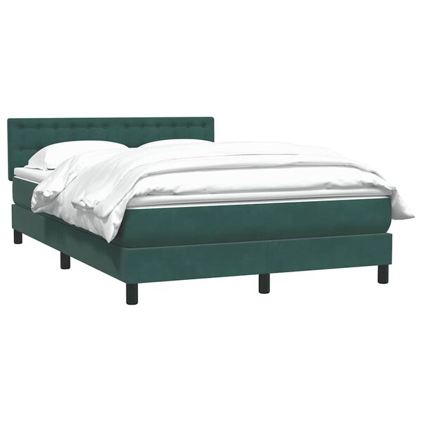 vidaXL Boxspringbett mit Matratze Dunkelgr&uuml;n 140x220 cm Samt