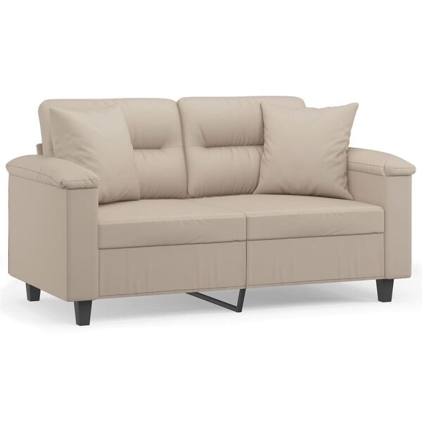 vidaXL 2-Sitzer-Sofa mit Kissen Creme 120 cm Mikrofasergewebe