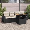 vidaXL 5-tlg. Garten-Sofagarnitur mit Kissen Schwarz Poly Rattan