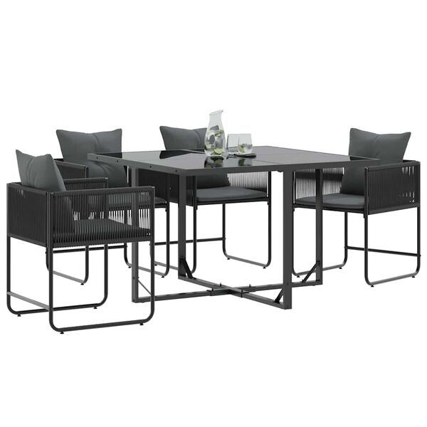 vidaXL Stuhl mit Kissen 4 pcs Schwarz und Anthrazit PE-Rattan