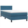 vidaXL Boxspringbett mit Matratze Dunkelblau 100x210 cm Samt