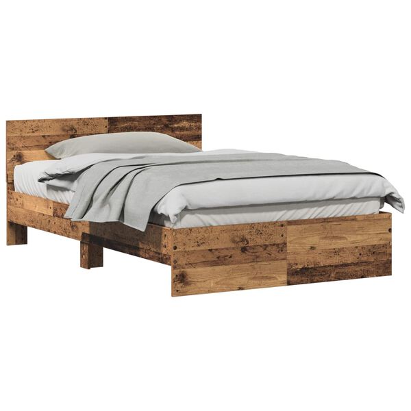 vidaXL Bettrahmen mit Kopfteil Altholz 203 x 185 x 70 cm Holzwerkstoff