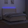 vidaXL Boxspringbett mit Matratze & LED Creme 160x200 cm Stoff