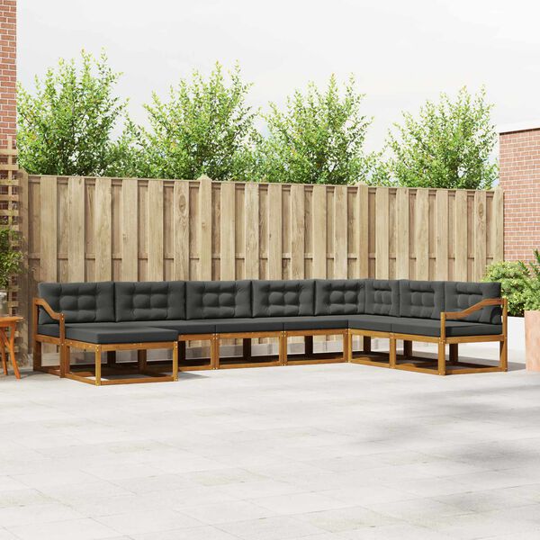 vidaXL Outdoor-Sofagarnitur mit Kissen 8 pcs Natur und Anthrazit