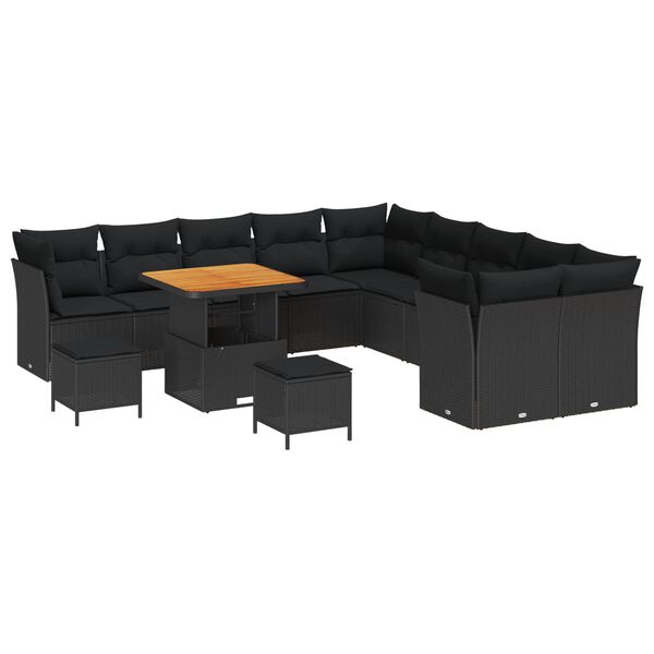 vidaXL Gartensofa-set 13 pcs Schwarz Poly-Rattan