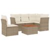 vidaXL 6-tlg. Garten-Sofagarnitur mit Kissen Beige Poly Rattan