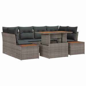 vidaXL Garten-Sofa-Set mit Speicher 7 pcs Grau Poly Rattan