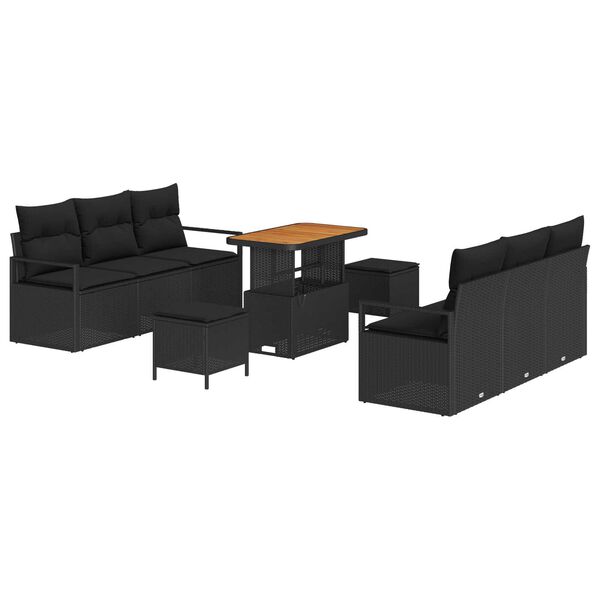 vidaXL Garten-Sofa-Set mit Speicher 9 pcs Schwarz Poly Rattan