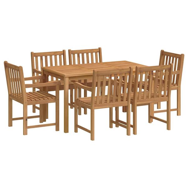 vidaXL 7-teiliges Garten-Ess-Set 140 x 80 cm Massivholz Teak