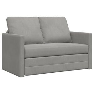 vidaXL Bodensofa mit Schlaffunktion Hellgrau 122x204x55 cm Samt