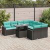 vidaXL 9-tlg. Garten-Sofagarnitur mit Kissen Schwarz Poly Rattan