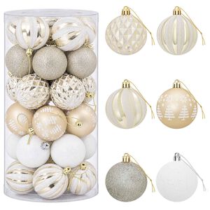 vidaXL Weihnachtskugelset 30 stk. Gold und Wei&szlig; &Oslash; 6 cm Kunststoff