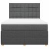 vidaXL Boxspringbett mit Matratze Dunkelgrau 140x200 cm Stoff