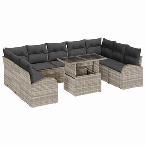 vidaXL Gartensofa-set 10 stk. Hellgrau und Grau Poly-Rattan