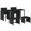 vidaXL 5-tlg. Garten-Essgruppe mit Kissen Schwarz Poly Rattan