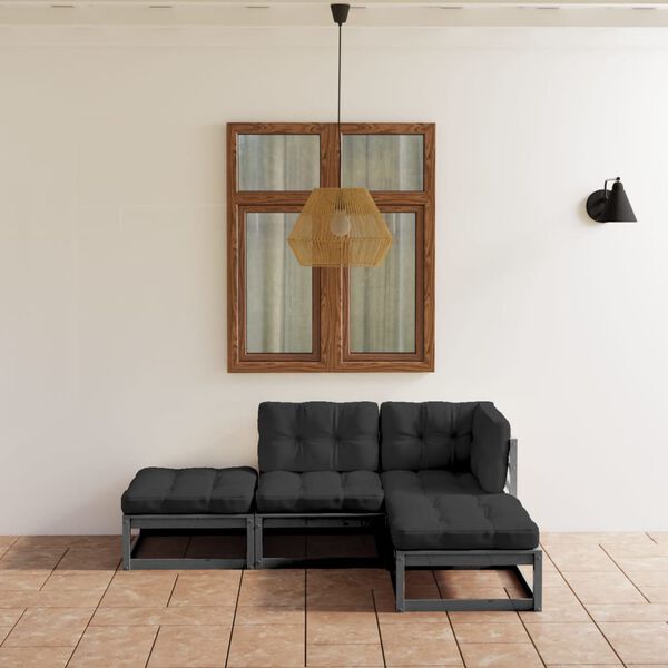 vidaXL 4-tlg. Garten-Lounge-Set mit Kissen Kiefer Massivholz