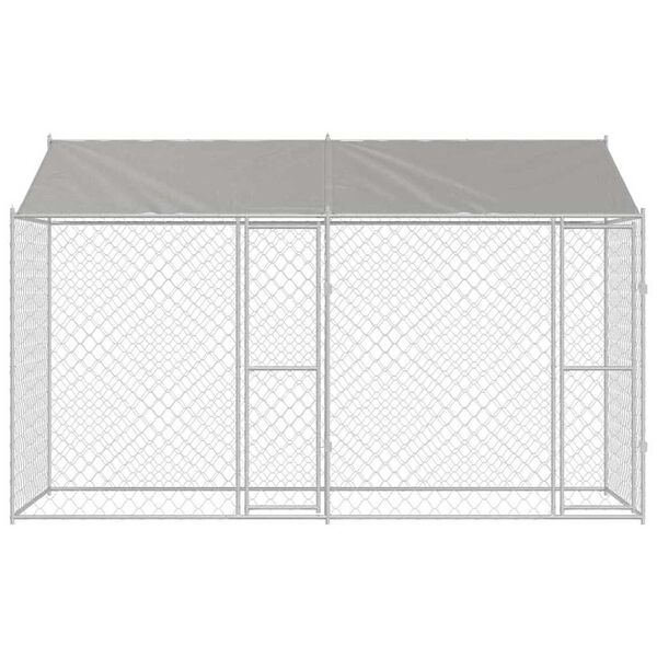 vidaXL Hundekäfig Silber 400 x 200 x 256 cm Verzinkter Stahl