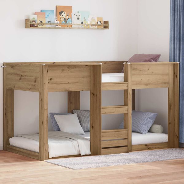 vidaXL Etagenbett f&uuml;r Kinder Artisan-Eiche 75 x 190 cm Holzwerkstoff