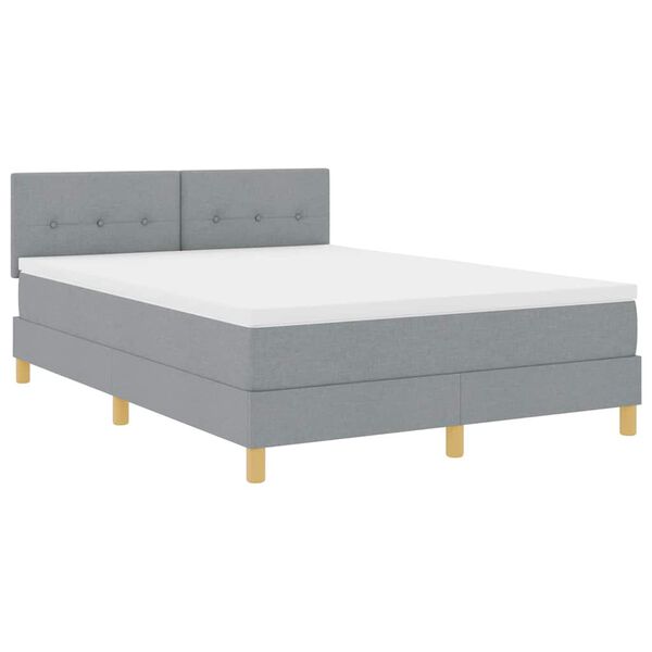 vidaXL Boxspringbett mit Matratze Hellgrau 140 x 190 cm Stoff
