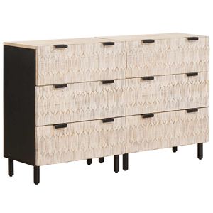 vidaXL Sideboard Wei&szlig;e gewaschene Oberfl&auml;che Massivholz Mango
