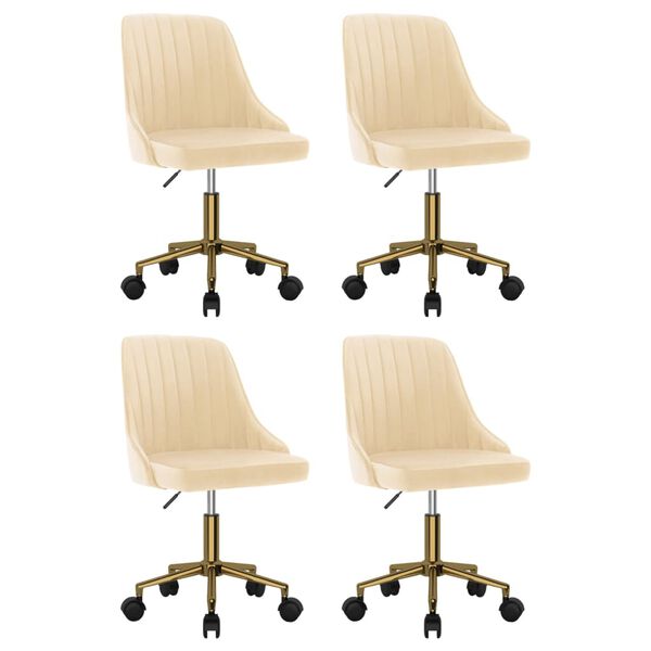 vidaXL Esszimmerst&uuml;hle 4 Stk. Drehbar Creme Samt