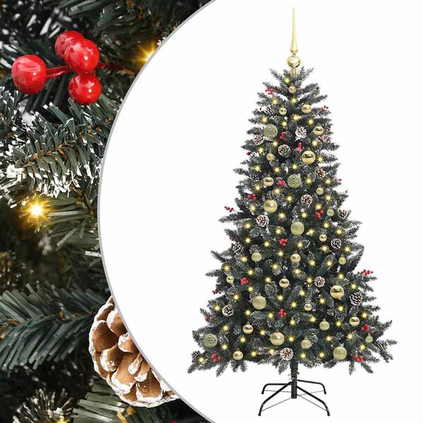 vidaXL K&uuml;nstlicher Weihnachtsbaum Gr&uuml;n 150 cm PVC, Plastik und Stahl