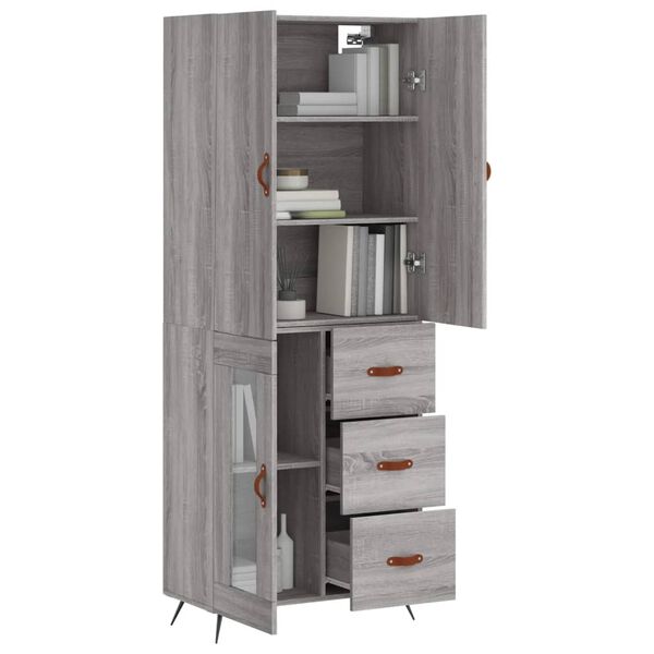 vidaXL Highboard Grau Sonoma 69,5x34x180 cm Holzwerkstoff