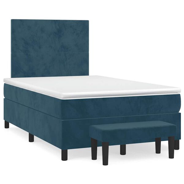 vidaXL Boxspringbett mit Matratze Dunkelblau 120x190 cm Samt