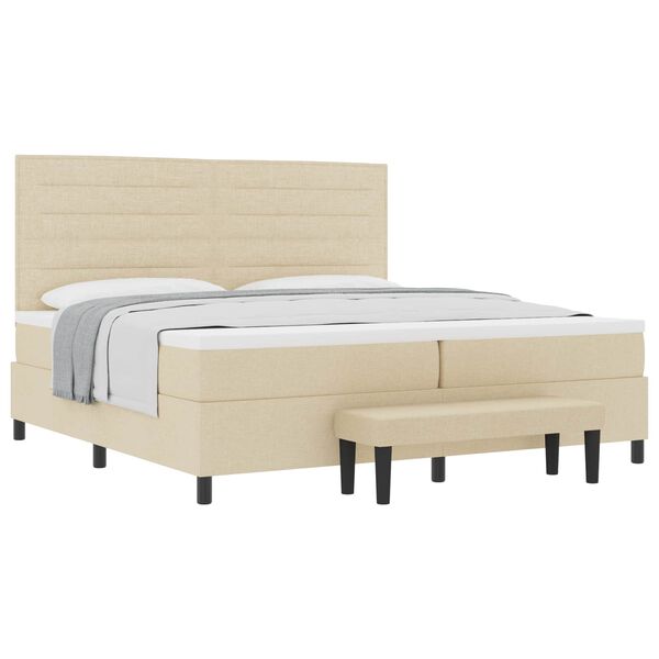 vidaXL Boxspringbett mit Matratze Creme 200 x 200 cm Stoff
