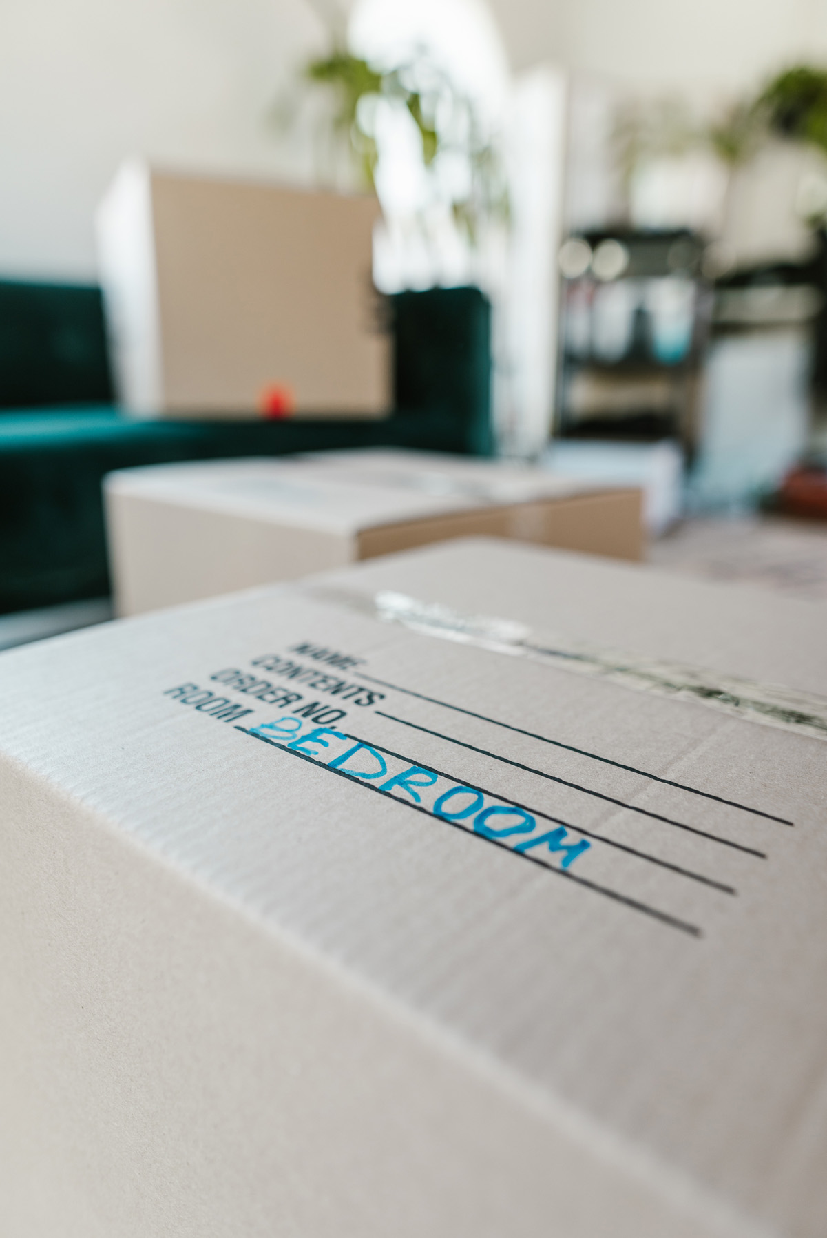 pexels: rodnae productions A labelled carton box during moving day