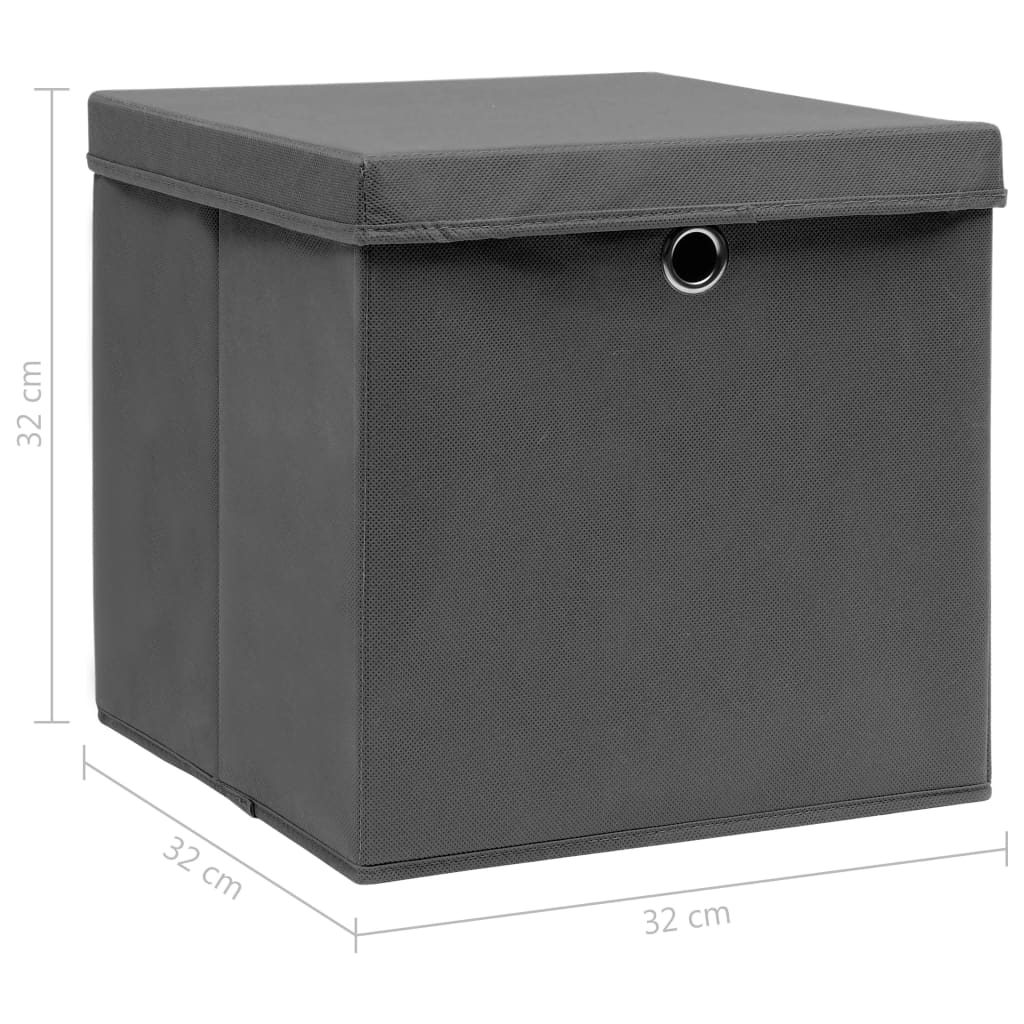 vidaXL Aufbewahrungsboxen mit Deckeln 4 Stk. Grau 32x32x32 cm Stoff