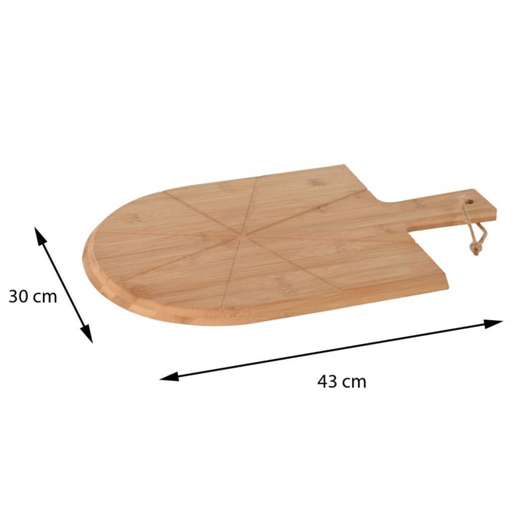 Excellent Houseware 3-tlg. Pizza-Schneidebrett Set 43x30 cm Bambus