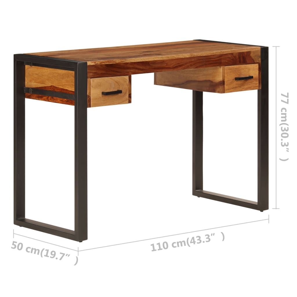 vidaXL Schreibtisch mit 2 Schubladen 110x50x77 cm Massivholz
