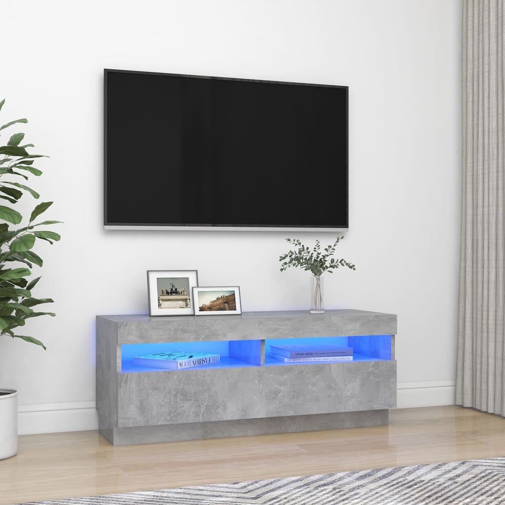vidaXL TV-Schrank mit LED-Beleuchtung Betongrau 100x35x40 cm